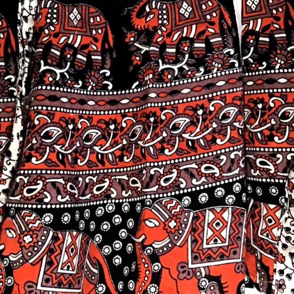 New Black Multicolor Elephant India new 100% cotton wrap SKIRT - Picture 2 of 3